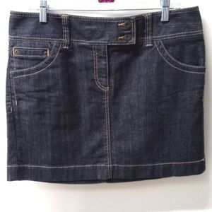 ANN TAYLOR LOFT DARK DENIM JEAN MINI SKIRT SIZE 10 NWT